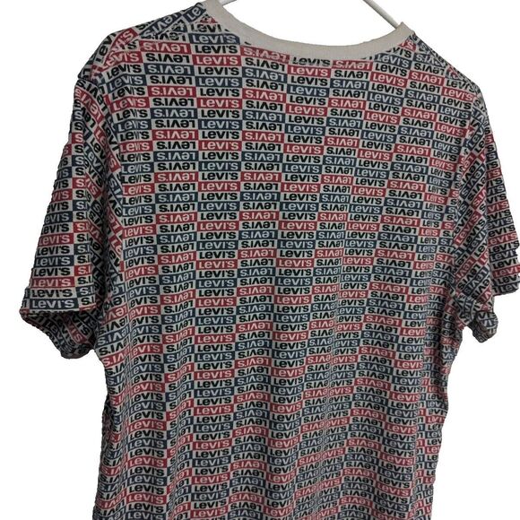 Levi's Logo Shirt Men Large Tee Unisex Crewneck Short Sleeve Red/Gray L - Picture 3 of 7